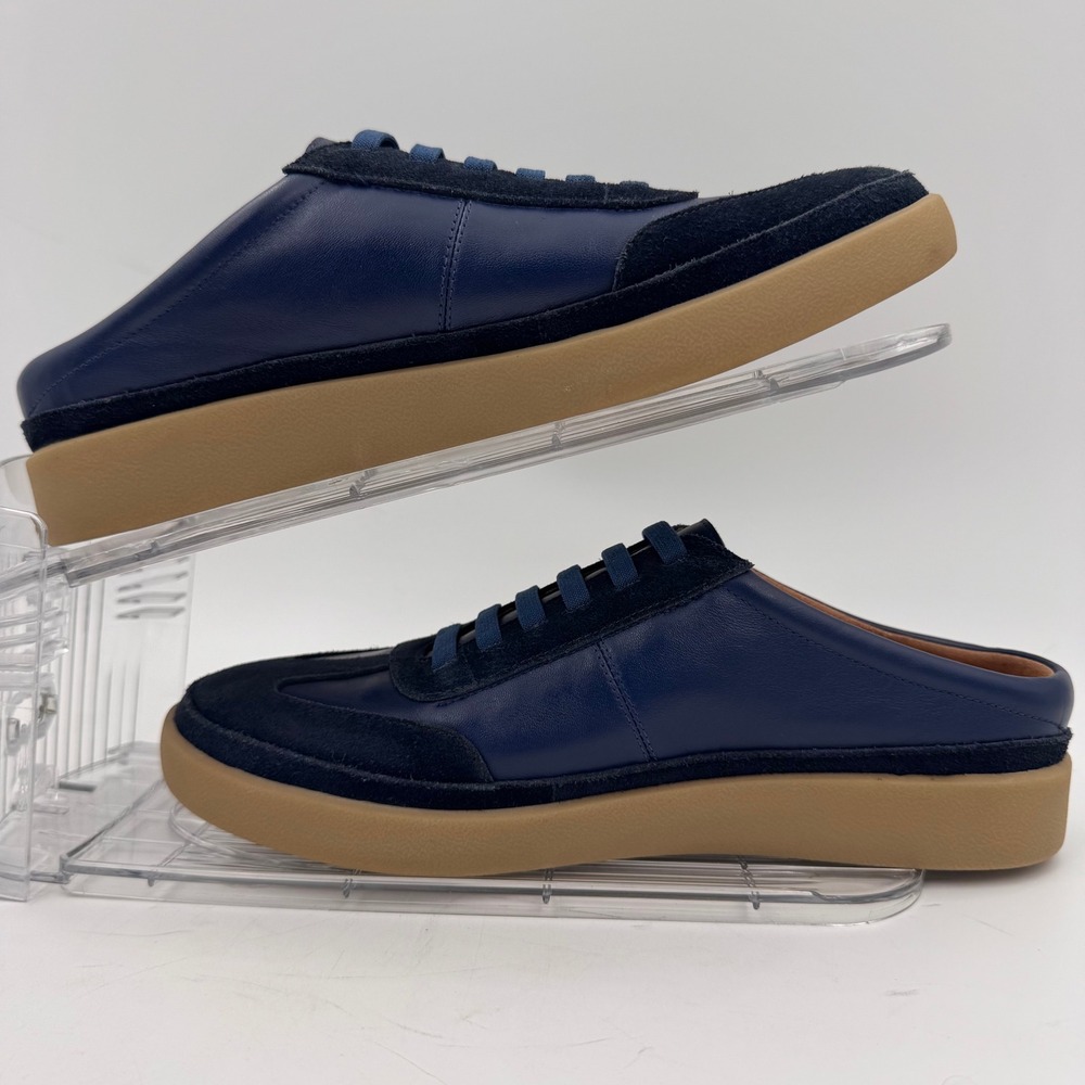 NWOB Vionic Thrive Navy Leather Suede Backless Sneaker Mule Orthotic Rare Sample - Picture 7 of 9